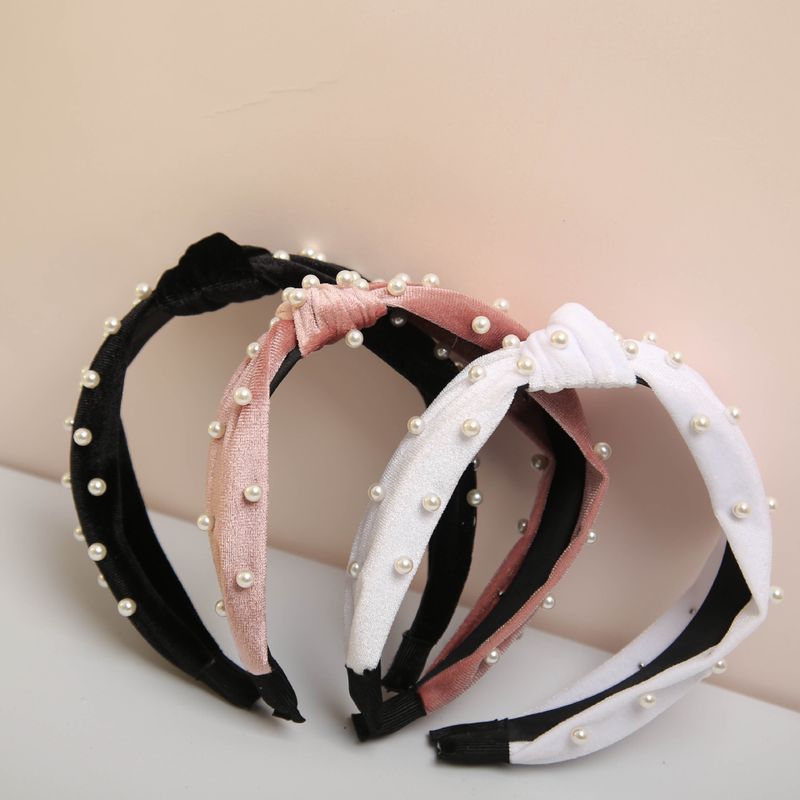 Retro Bow Knot Alloy Inlay Inlaid Pearls Hair Band 1 Piece