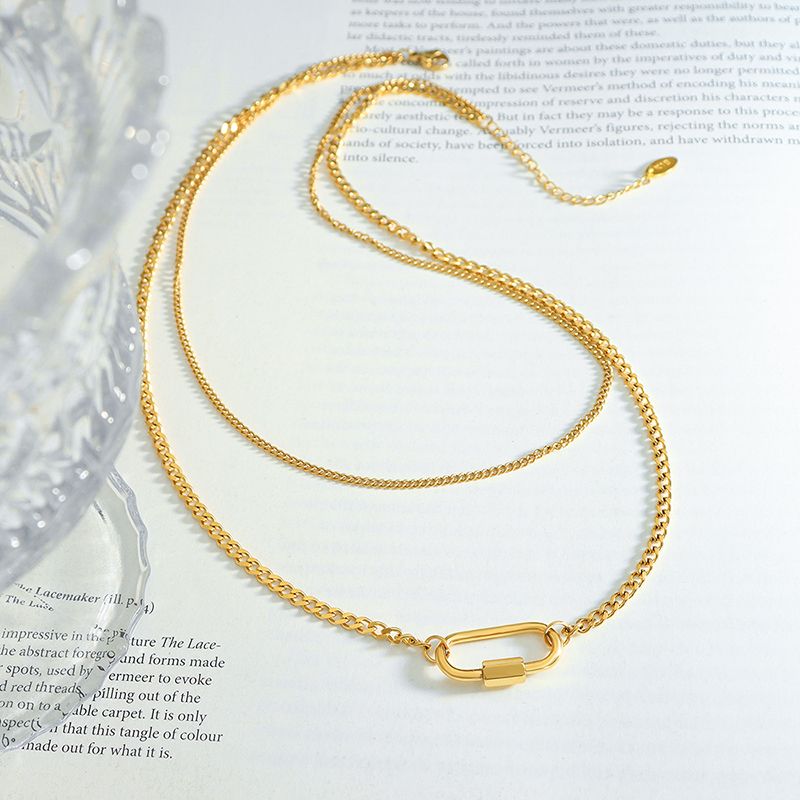 1 Piece Simple Style Oval Titanium Steel Layered Necklaces