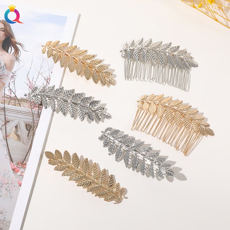 Simple Style Leaf Metal Hair Clip Hair Combs 1 Piece