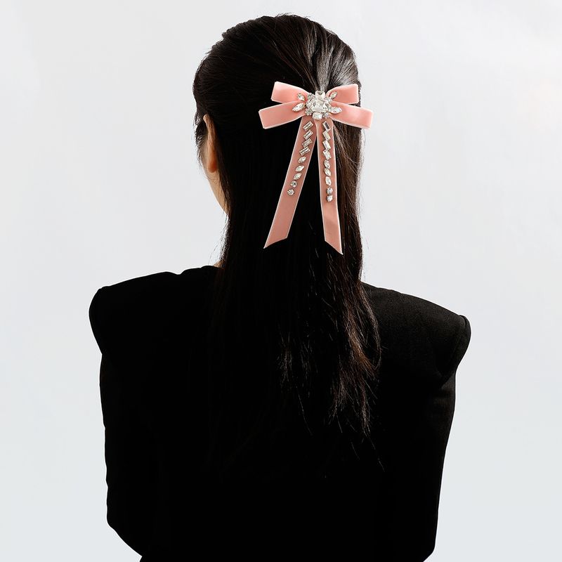 Fashion Bow Knot Cloth Inlay Artificial Rhinestones Hair Clip 1 Piece