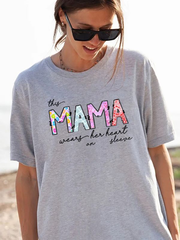 Femmes T-shirt T-shirts Décontractée Mama Lettre