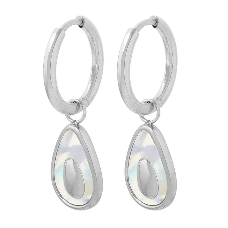 1 Pair Fashion Avocado Titanium Steel Plating Inlay Shell Drop Earrings
