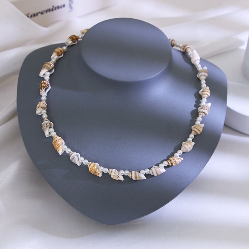 1 Piece Bohemian Conch Imitation Pearl Shell Women's Necklace