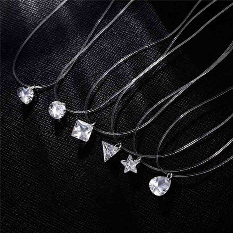 1 Pieza Señora Geométrico Estrella Forma De Corazón Aleación Diamante De Imitación Mujeres Collar Colgante