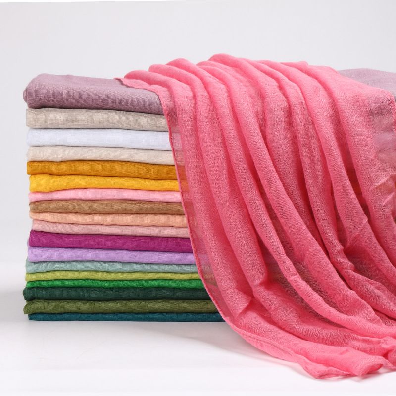 Women's Simple Style Solid Color Voile Sewing Cotton Linen Scarves