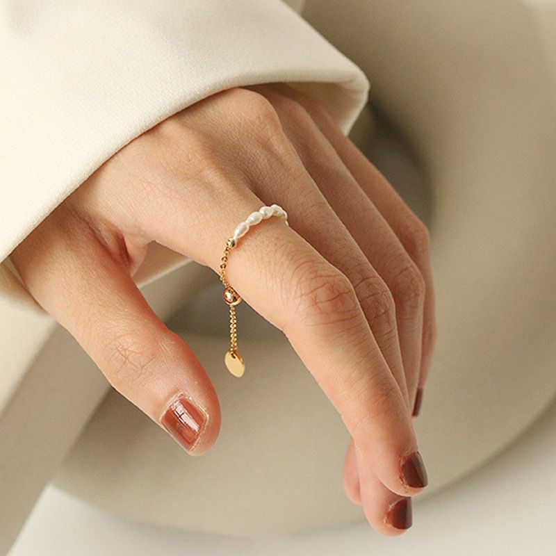 1 Piece Fashion Solid Color Pearl Beaded Women's Rings