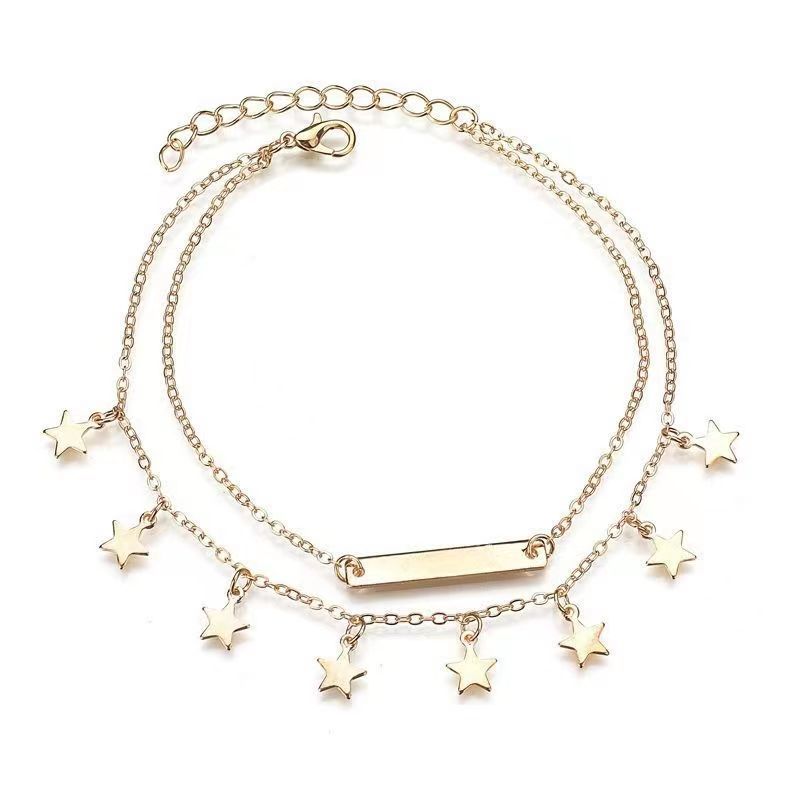 1 Piece Fashion Pentagram Sequin Metal Plating Gold Plated Silver Plated Unisex Anklet