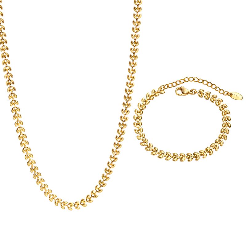201 Edelstahl Vergoldet Mode Überzug Geometrisch Armbänder Halskette