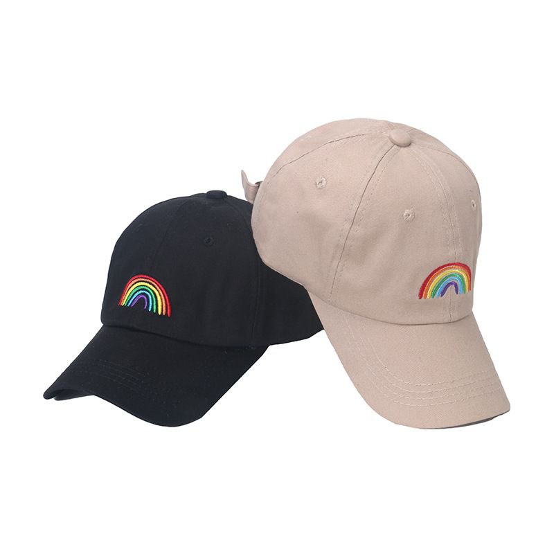 Unisex Fashion Rainbow Embroidery Flat Eaves Baseball Cap