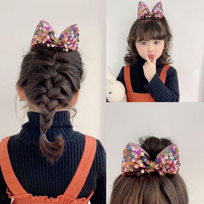 Cute Bow Knot Sequin Hair Clip 1 Piece