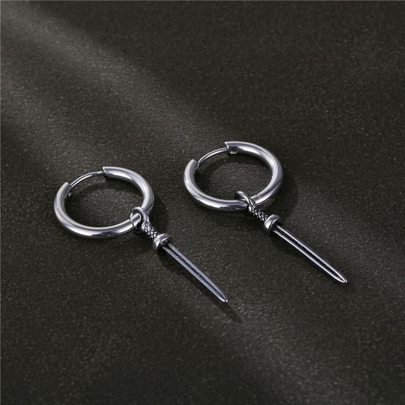 1 Piece Hip-hop Solid Color Stainless Steel Plating Men's Earrings