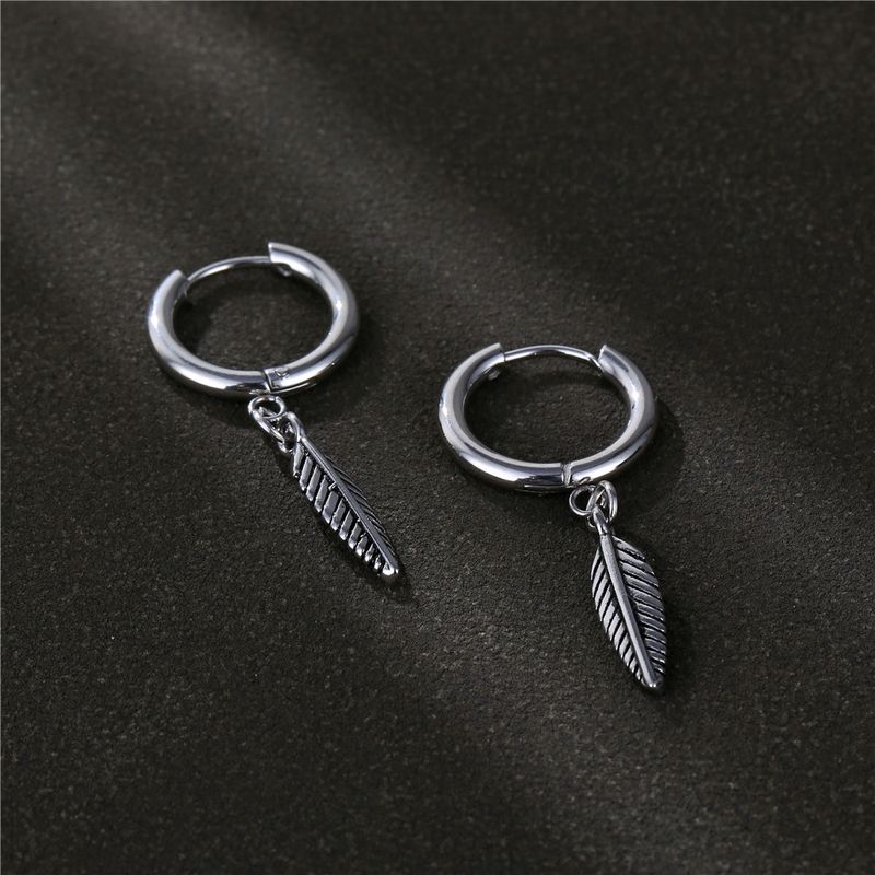 1 Piece Fashion Feather Stainless Steel Plating Men's Drop Earrings