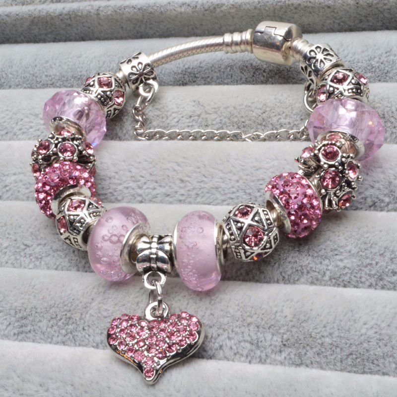 1 Piece Fashion Heart Shape Alloy Glass Inlay Rhinestones Unisex Bracelets