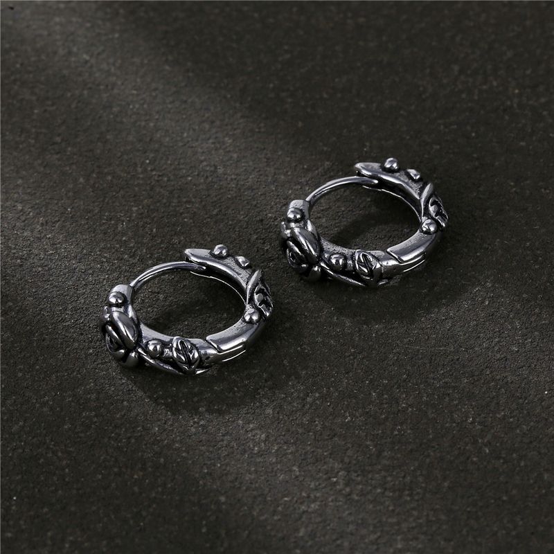 1 Pair Fashion Geometric Titanium Steel Plating Hoop Earrings