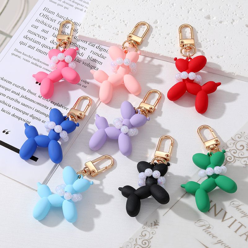 Cute Simple Style Dog Plastic Pearl Bag Pendant Keychain