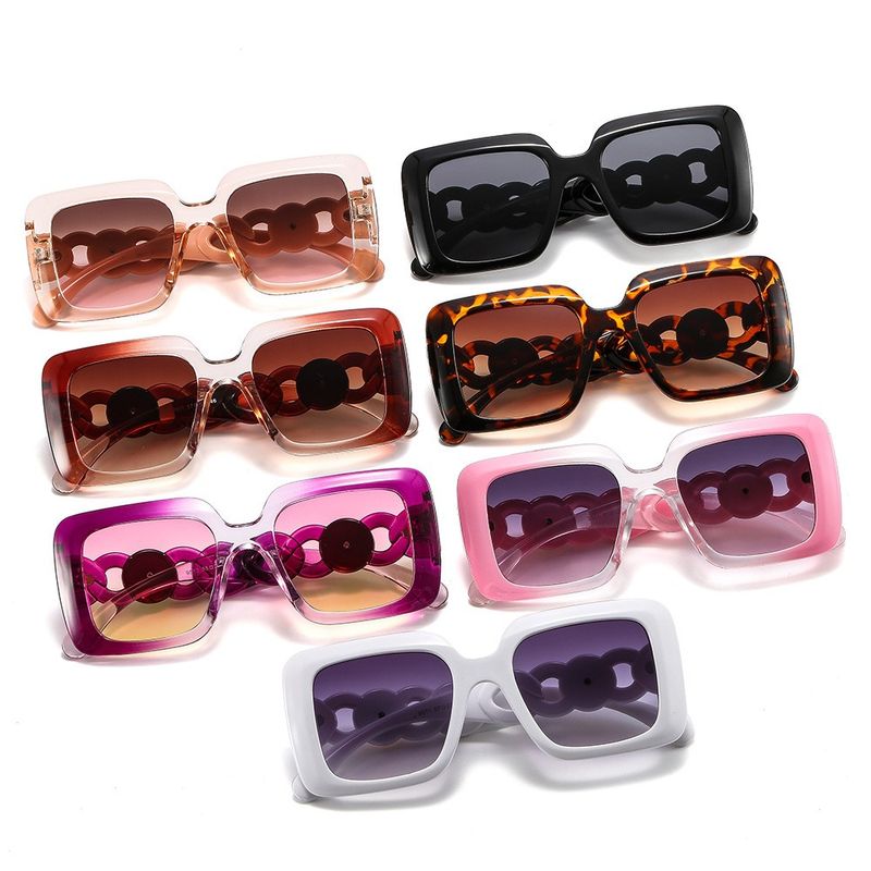 Retro Vacation Color Block Leopard Pc Square Full Frame Women's Sunglasses