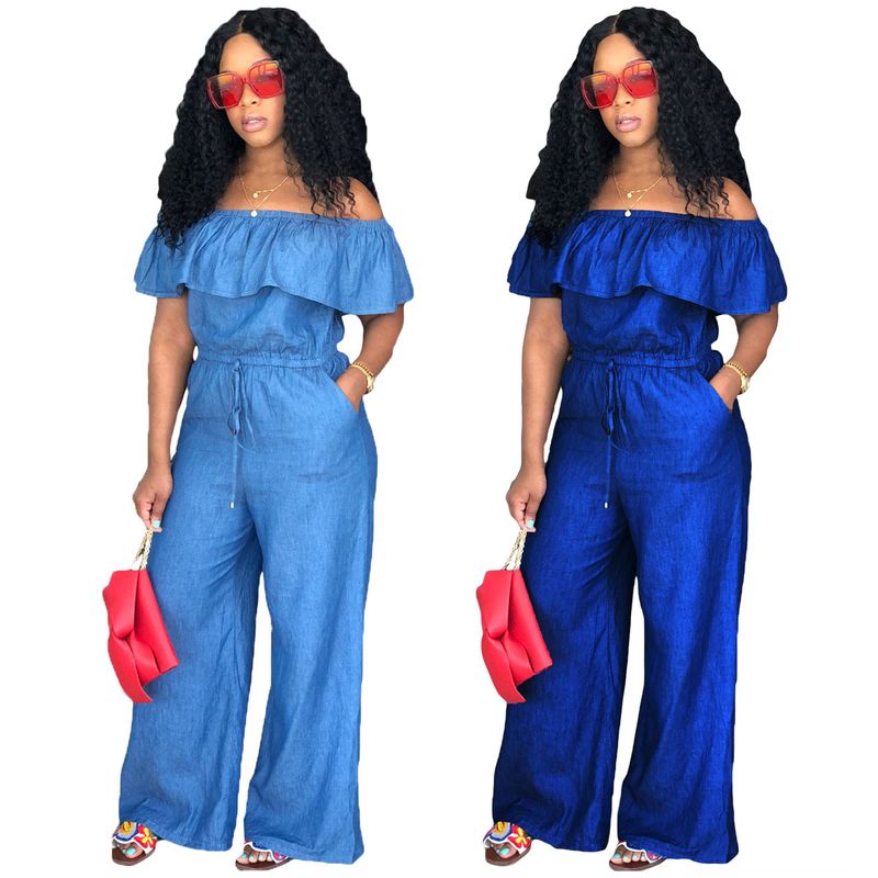 Women's Street Streetwear Solid Color Full Length Patchwork Ruffles Jumpsuits