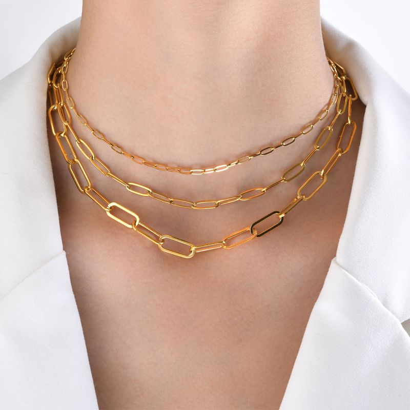 201 Edelstahl 18 Karat Vergoldet Einfacher Stil Überzug Einfarbig Halskette