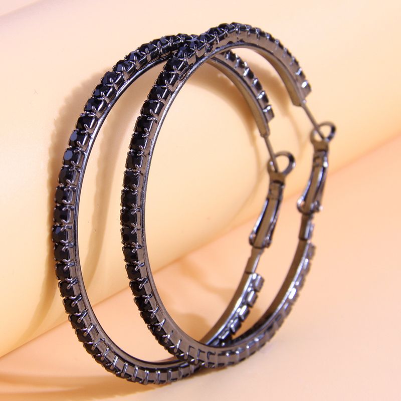 Exaggerated Shiny Round Alloy Inlay Rhinestones Women's Hoop Earrings