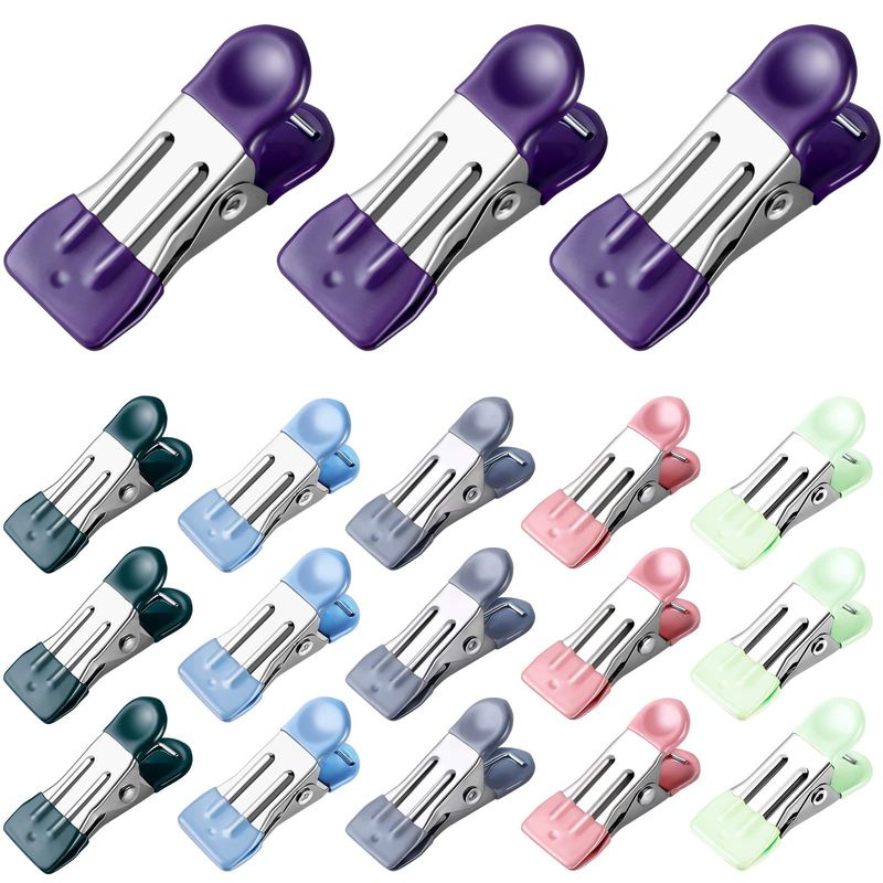 Stainless Steel Double-headed Two-color Clothes Pin Multi-function Clip Mini Food Clip Non-slip Iron Clip