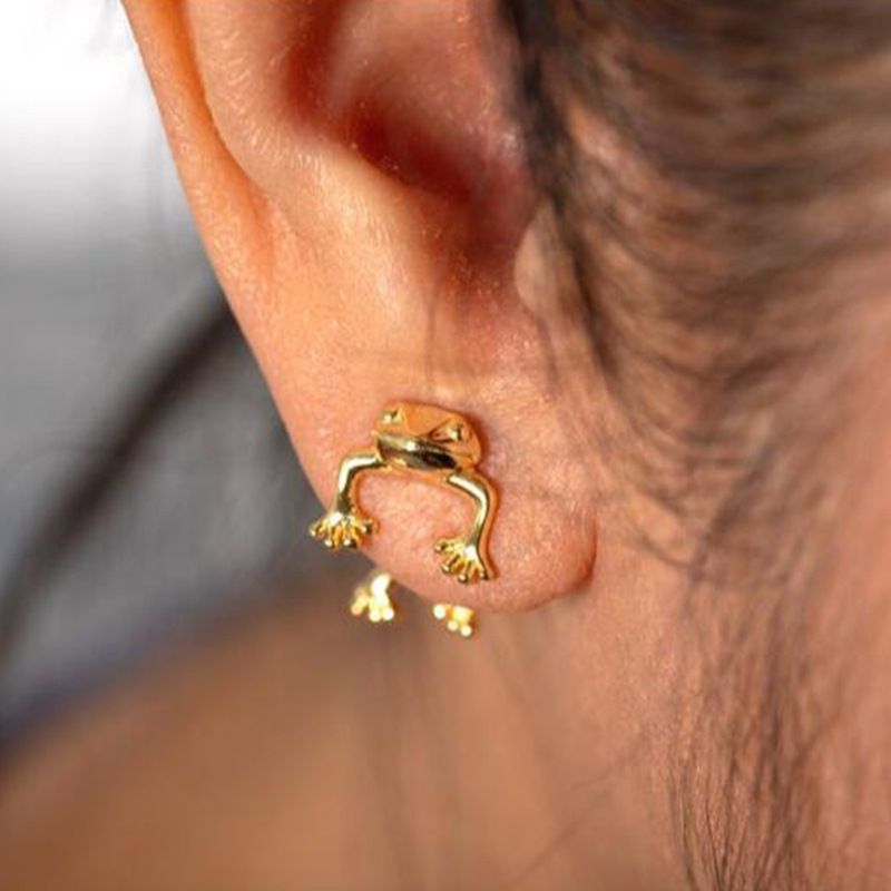 1 Piece Cute Frog Plating Alloy Ear Studs