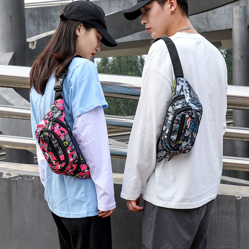 Unisex Streetwear Solid Color Oxford Cloth Waist Bags