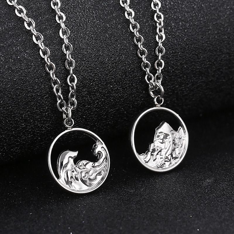 Simple Style Solid Color Stainless Steel Men's Pendant Necklace