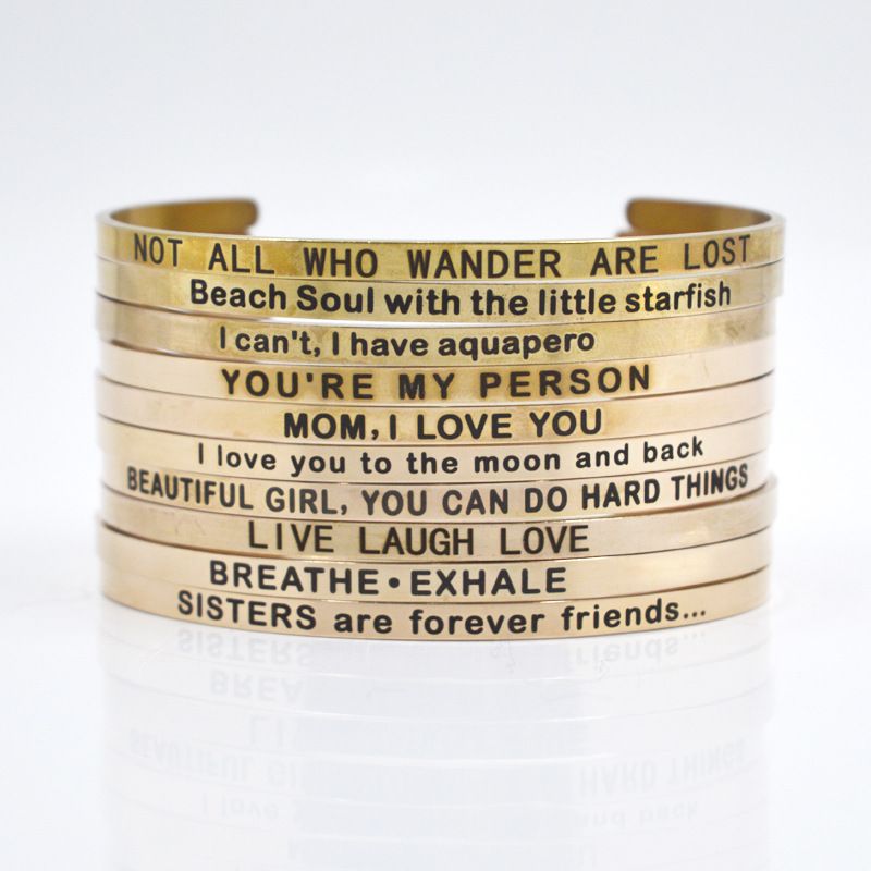 Casual Simple Style Letter Stainless Steel Cuff Bracelets