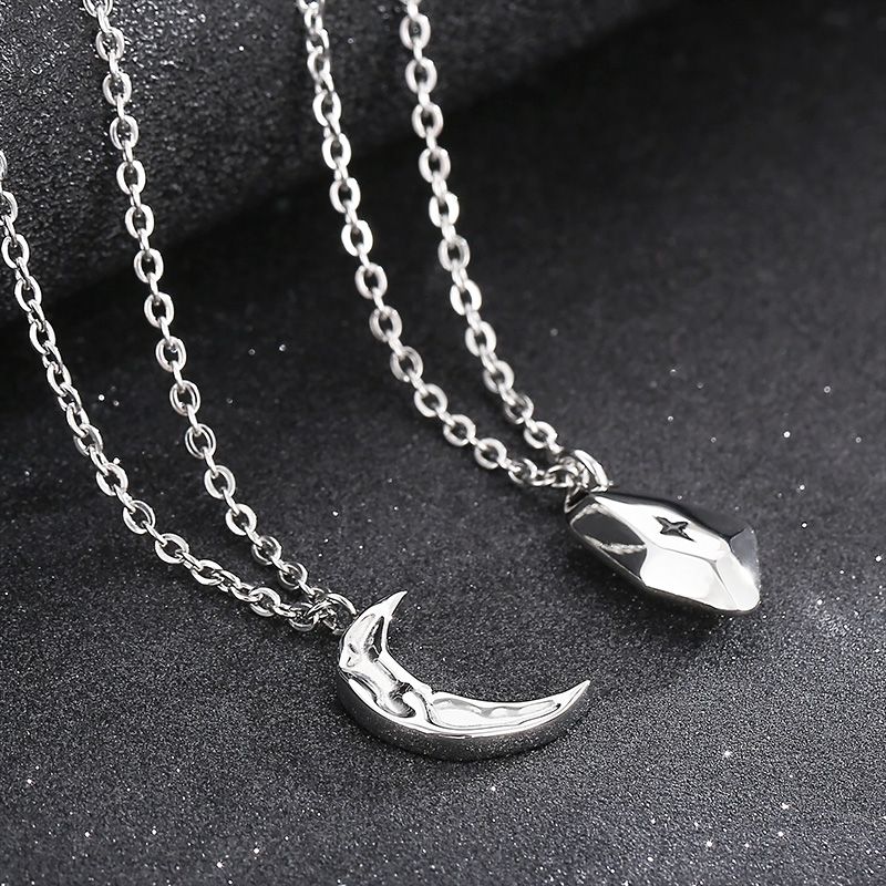 Casual Simple Style Irregular Star Moon Stainless Steel Pendant Necklace