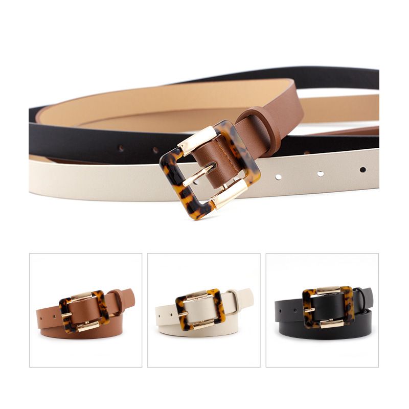 Elegant Solid Color Imitation Leather Women's Leather Belts