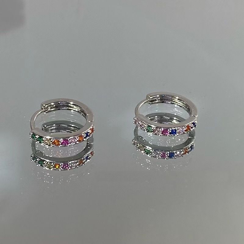 1 Paire Style Simple Géométrique Le Cuivre Placage Incruster Zircon Boucles D'oreilles Cerceau