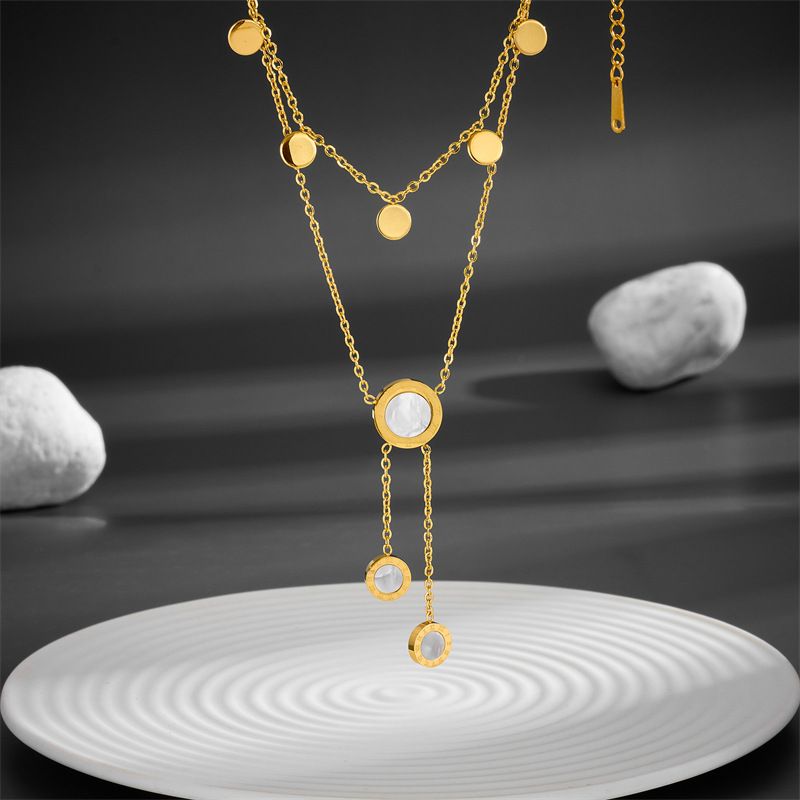 Acero Titanio Chapados en oro de 18k Casual Enchapado Ronda Acrílico Diamantes De Imitación Collar Colgante