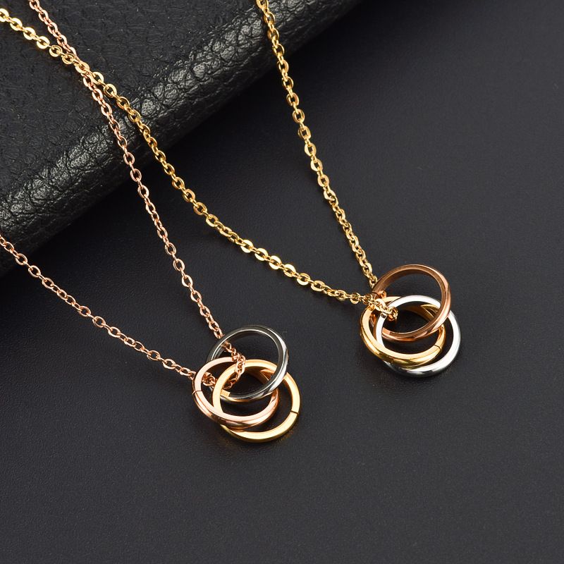 Titanium Steel 18K Gold Plated Simple Style Plating Circle Necklace