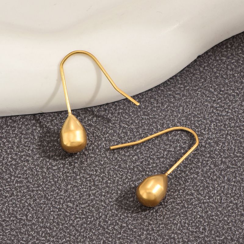 1 Pair French Style Simple Style Water Droplets Plating 304 Stainless Steel 14K Gold Plated Earrings