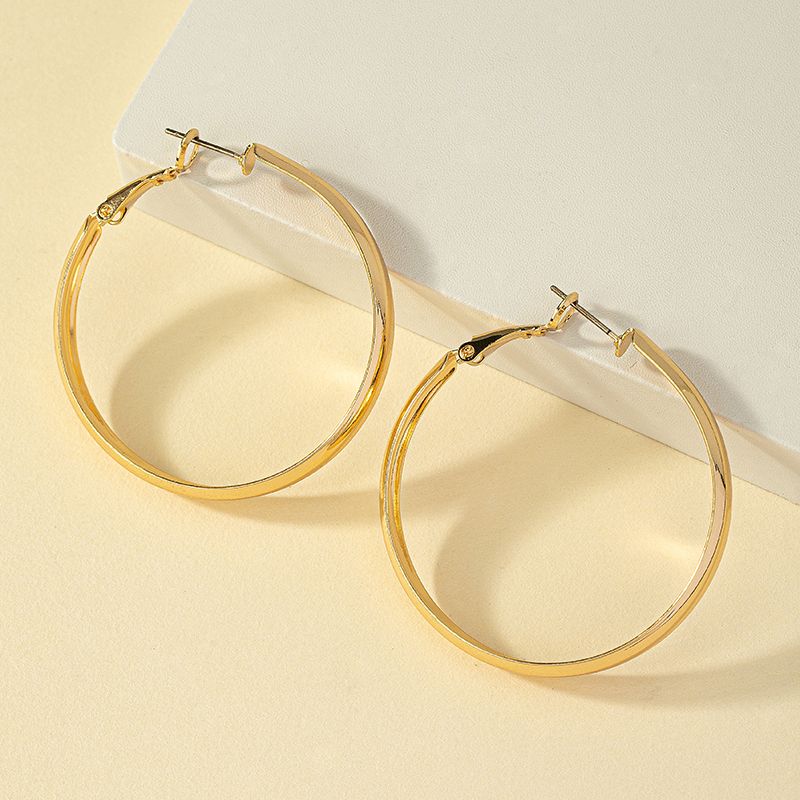 Exaggerated Simple Style Round Alloy Plating Women's Hoop Earrings