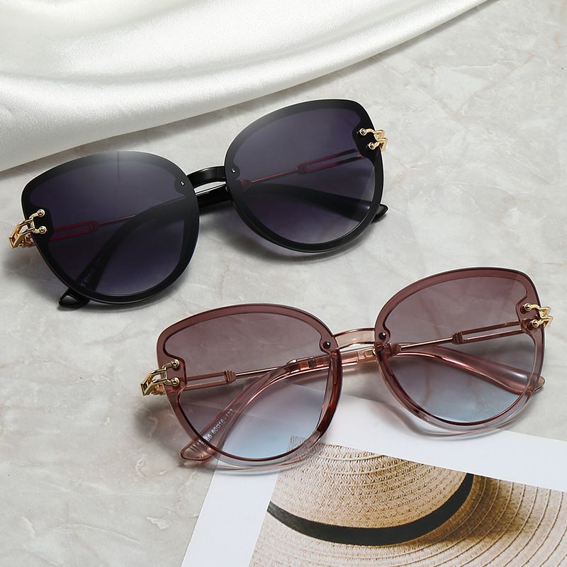 Ins Style Solid Color Ac Oval Frame Frameless Women's Sunglasses