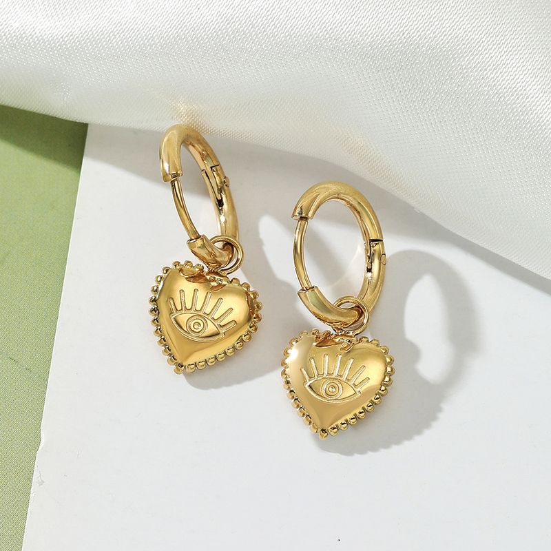 1 Pair Casual Retro Heart Shape Patchwork Stainless Steel Drop Earrings