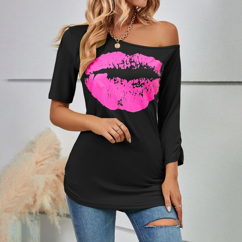 Women's T-shirt Half Sleeve T-shirts Printing Casual Mouth