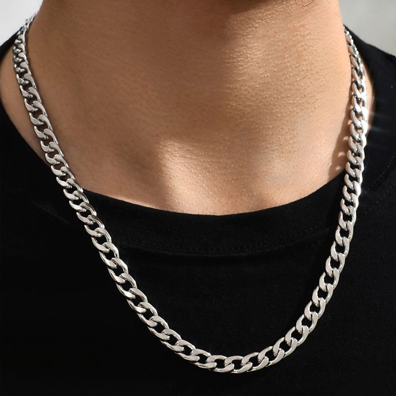 Hip-hop Rock Solid Color Stainless Steel Men's Necklace