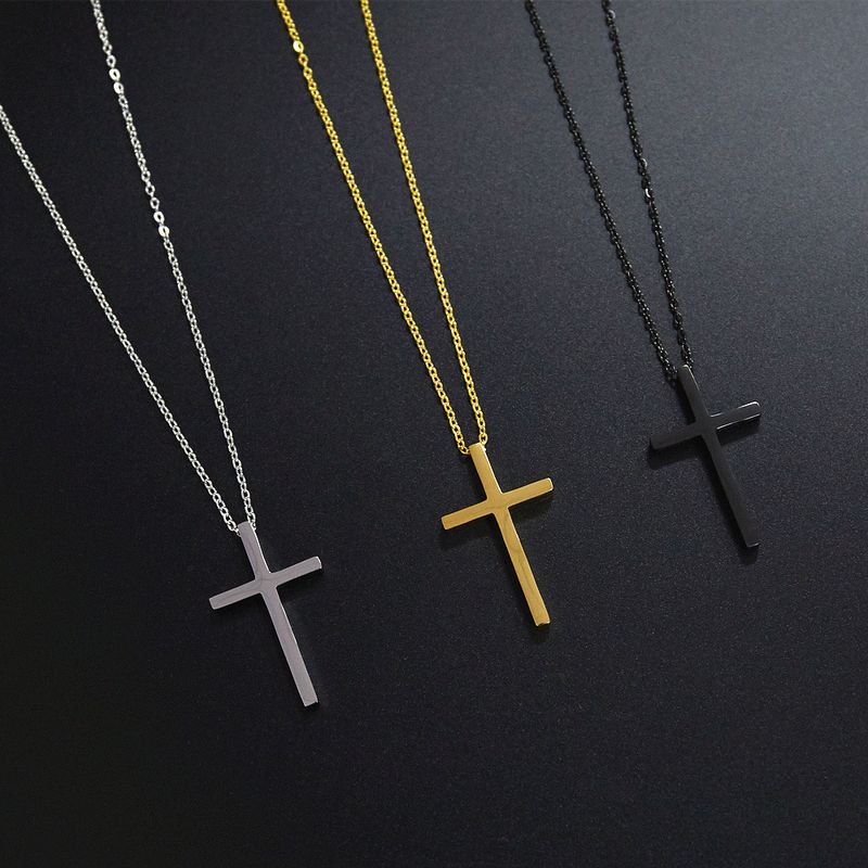 Punk Cross 304 Stainless Steel Plating 18K Gold Plated Unisex Pendant Necklace