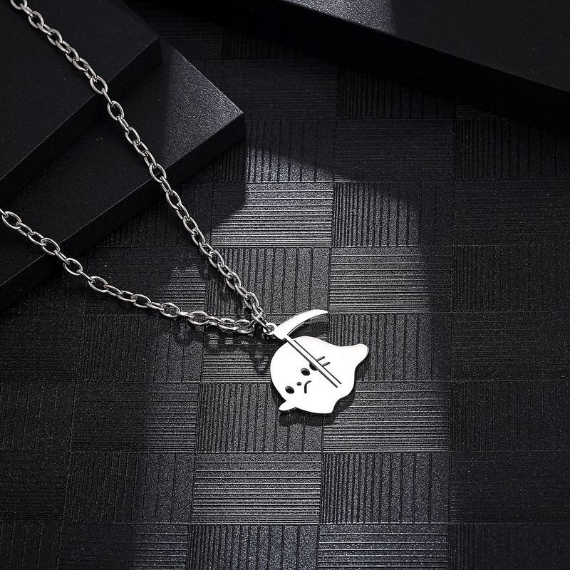 Cartoon Style Funny Ghost 304 Stainless Steel Polishing Hollow Out 18K Gold Plated Unisex Pendant Necklace