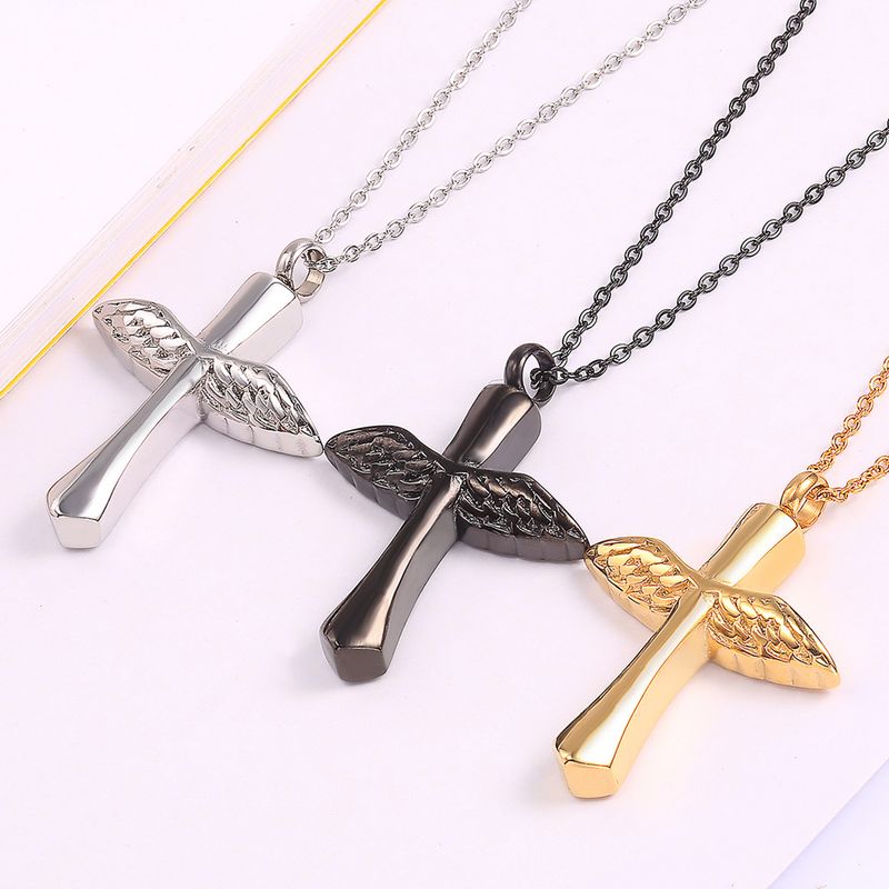304 Stainless Steel 18K Gold Plated Simple Style Plating Cross Wings