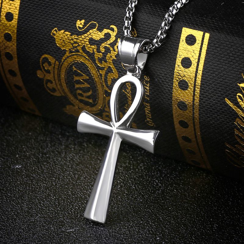 Hip-hop Punk Cross Titanium Steel Plating Men's Pendant Necklace