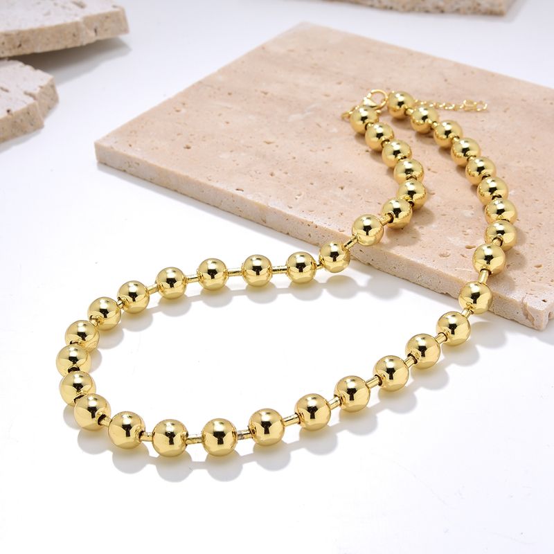 Ins-stil Einfacher Stil Runden Einfarbig Kupfer Vergoldet Halskette In Masse