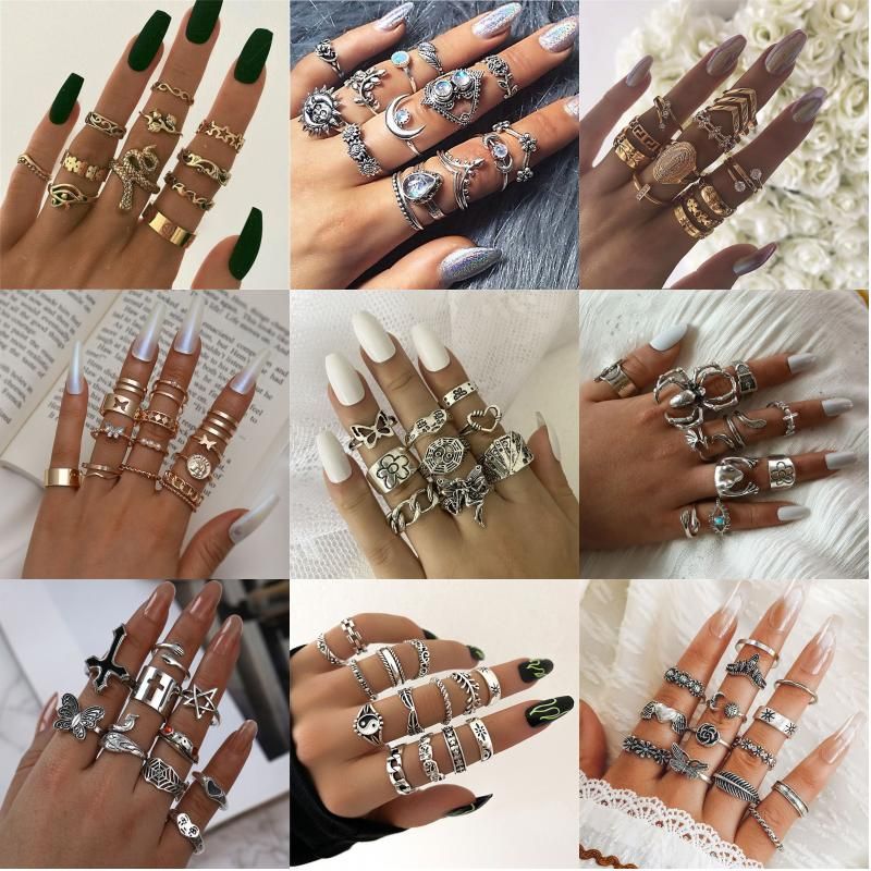 Casual Vintage Style Punk Animal Sunflower Rose Alloy Plating Inlay Artificial Gemstones Artificial Rhinestones Opal Gold Plated Silver Plated Women's Charm Ring Open Ring Rings