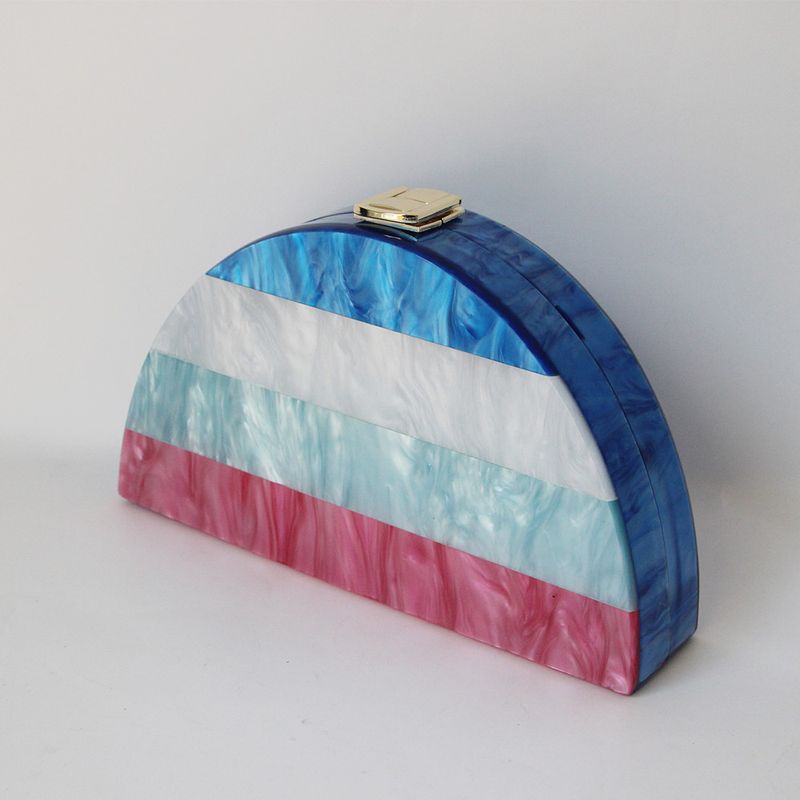 Arylic Stripe Semicircle Clutch Evening Bag