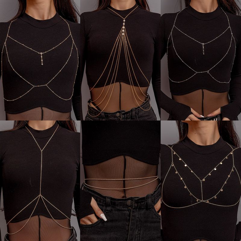 Nordic Style Solid Color Alloy Irregular Plating Gold Plated Women's Body Chain