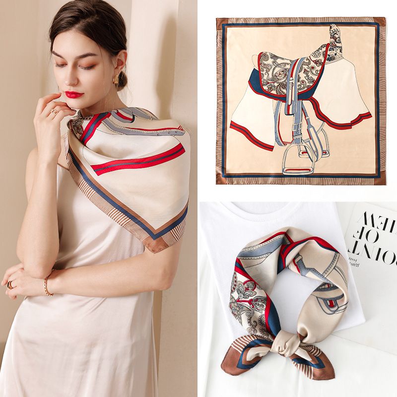 Women's Simple Style Printing Satin Silk Scarves