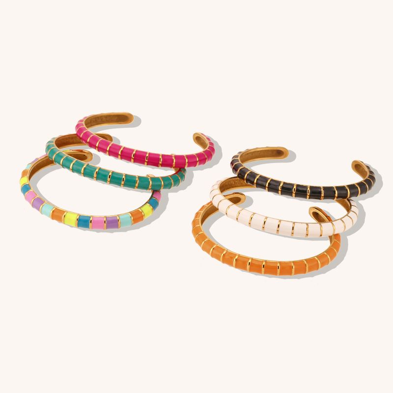 Décontractée Multicolore Acier Inoxydable Placage Bracelets Manchette