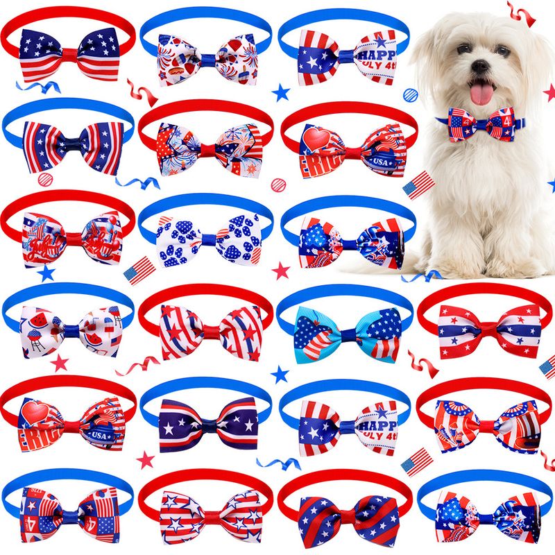 Día De La Independencia Pet Bow Tie Signo De La Bandera Estadounidense